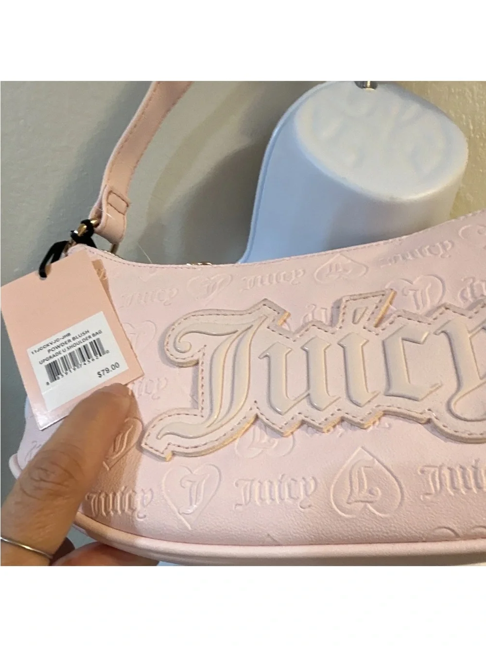 Juicy Couture Blush Pink Embossed Logo Shoulder Bag
